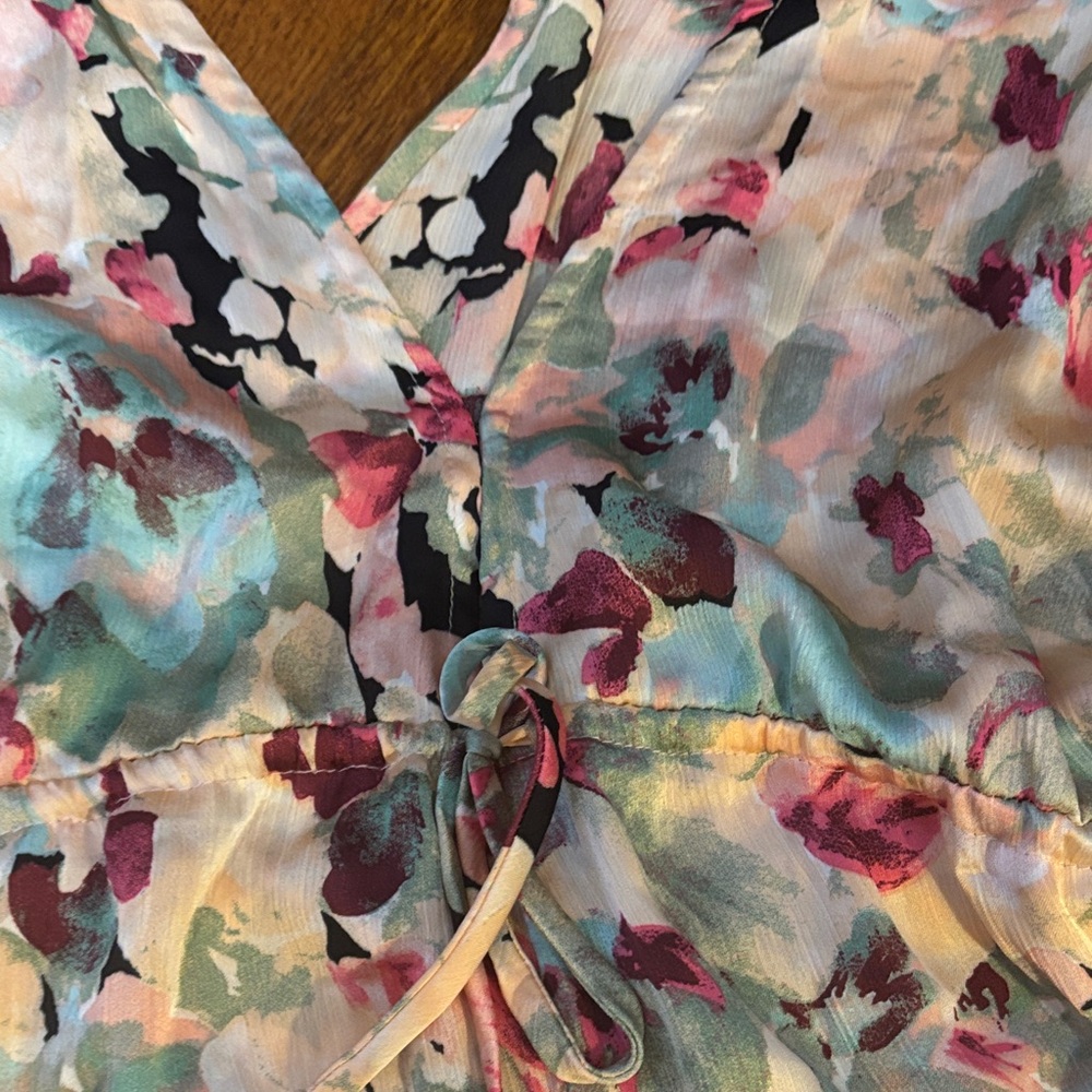 Satin Floral Kimono Maxi Dress - Picture 6 of 8
